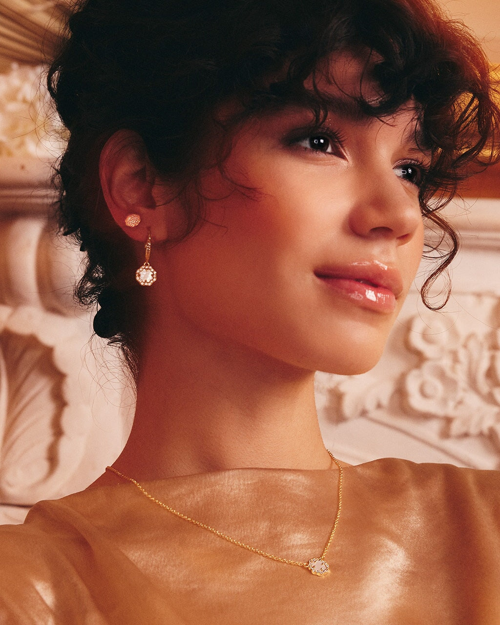 Bezel Frame Rose Petal Short Drop Earrings Earring Sterling Forever