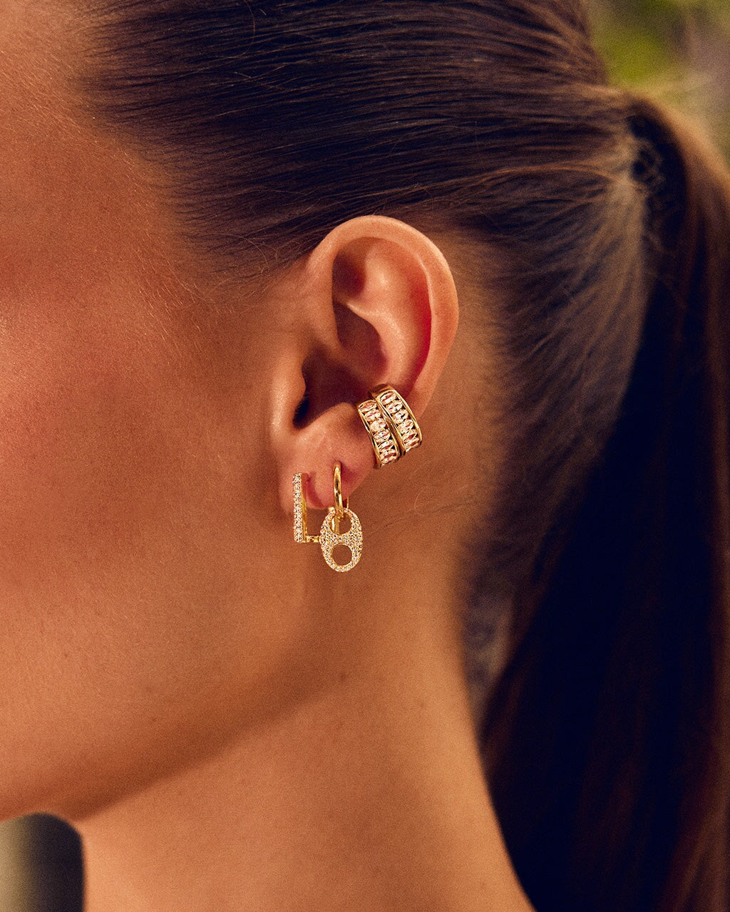 Avery CZ Charm Hoops Earring Sterling Forever