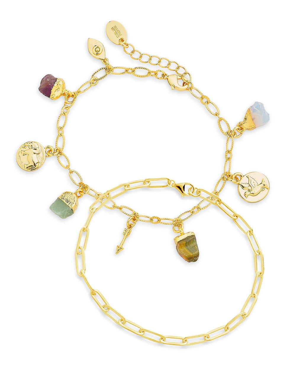 Charm & Chain Bracelet Set of 2 Bracelet Sterling Forever Gold 