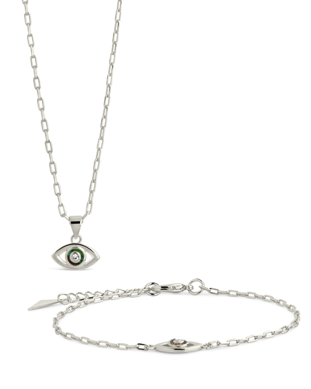 Mother of Pearl & CZ Evil Eye Bracelet and Necklace Set Bundles Sterling Forever 