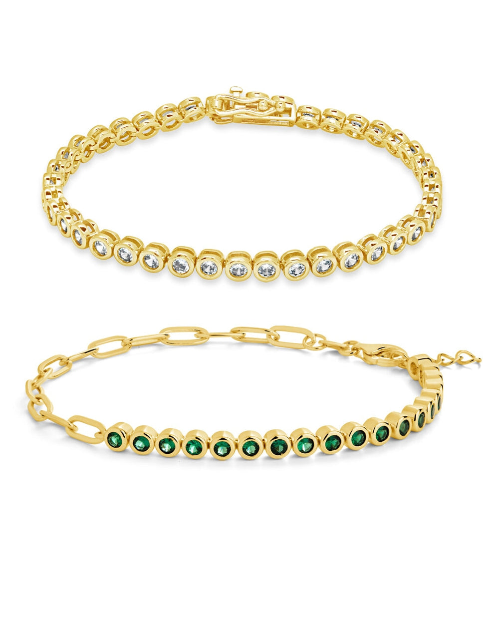 Bezel CZ Tennis Bracelet Set of 2 Bracelet Sterling Forever Gold 