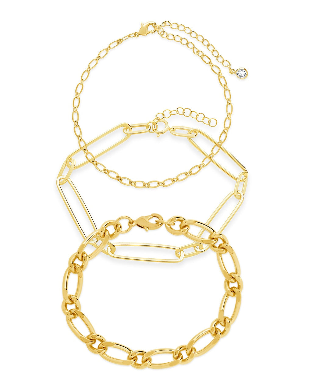 Stacked Chain Bracelet Set of 3 Bracelet Sterling Forever Gold 