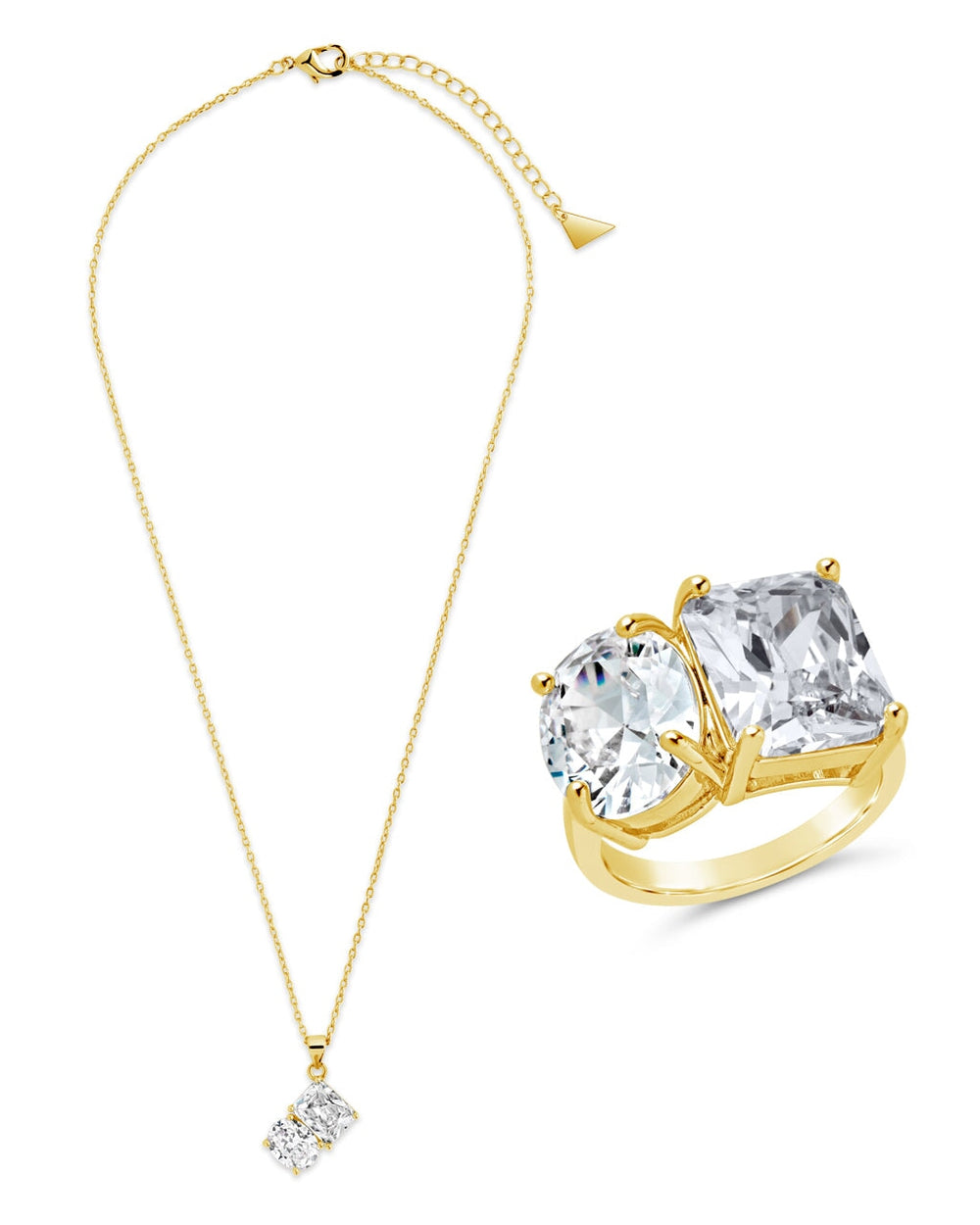 Marla CZ Toi et Moi Necklace and Cocktail Ring Set Bundles Sterling Forever 