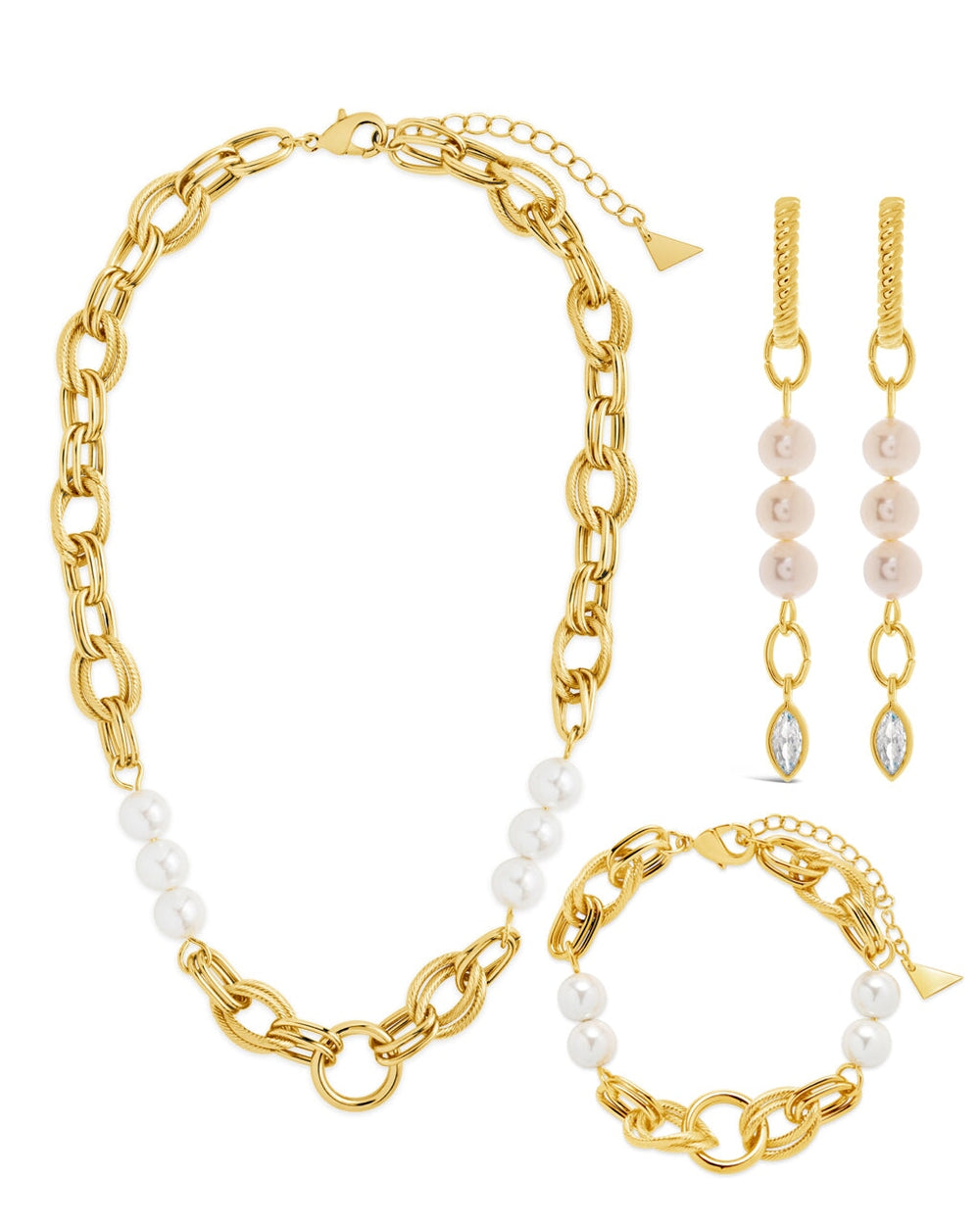 Ivanna Pearl & Chain Matching Set Bundles Sterling Forever Gold
