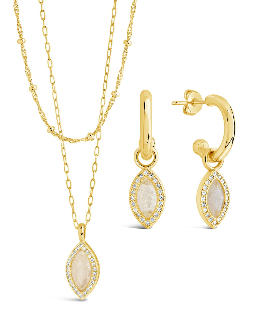 Calla Marquise CZ Charm Matching Set Bundles Sterling Forever Gold 