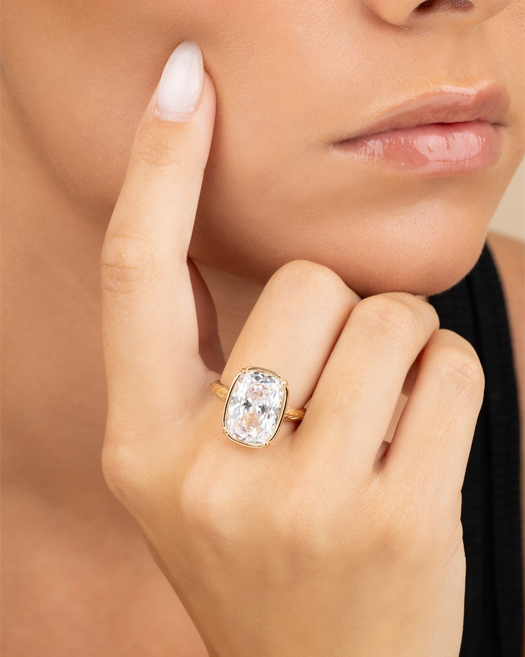 Sterling Silver Elongated Cushion Cocktail Ring