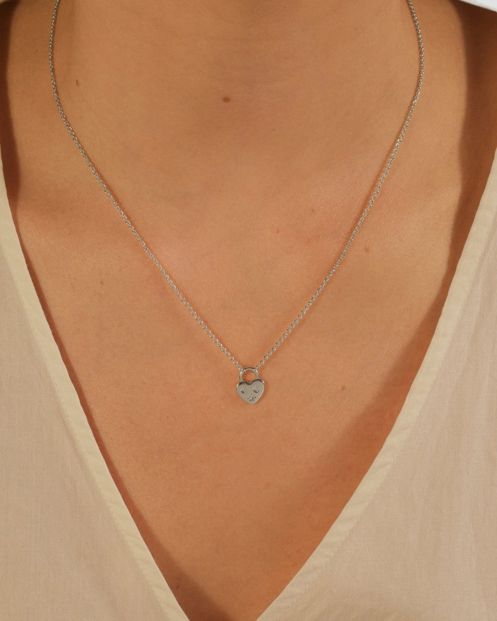 Josephine CZ Heart Locket Pendant Necklace