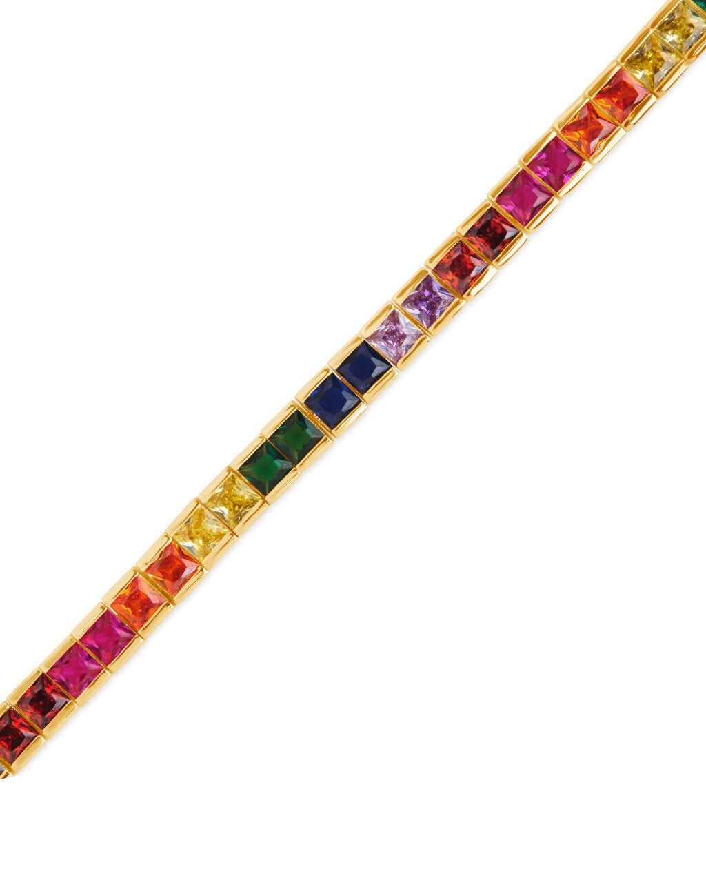 Rainbow Channel Set CZ Tennis Bracelet Bracelet Sterling Forever
