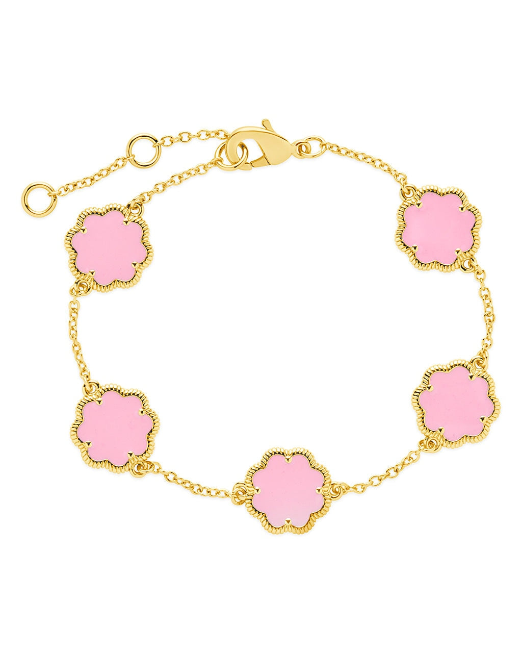 Rose Petal Station Bracelet Bracelet Sterling Forever Gold Pink Enamel