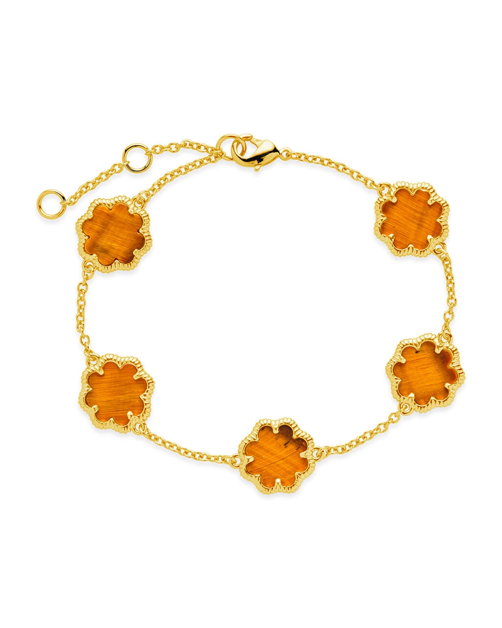 Rose Petal Station Bracelet Bracelet Sterling Forever Gold Tigers Eye