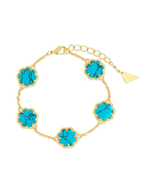 Rose Petal Station Bracelet Bracelet Sterling Forever Gold Turquoise