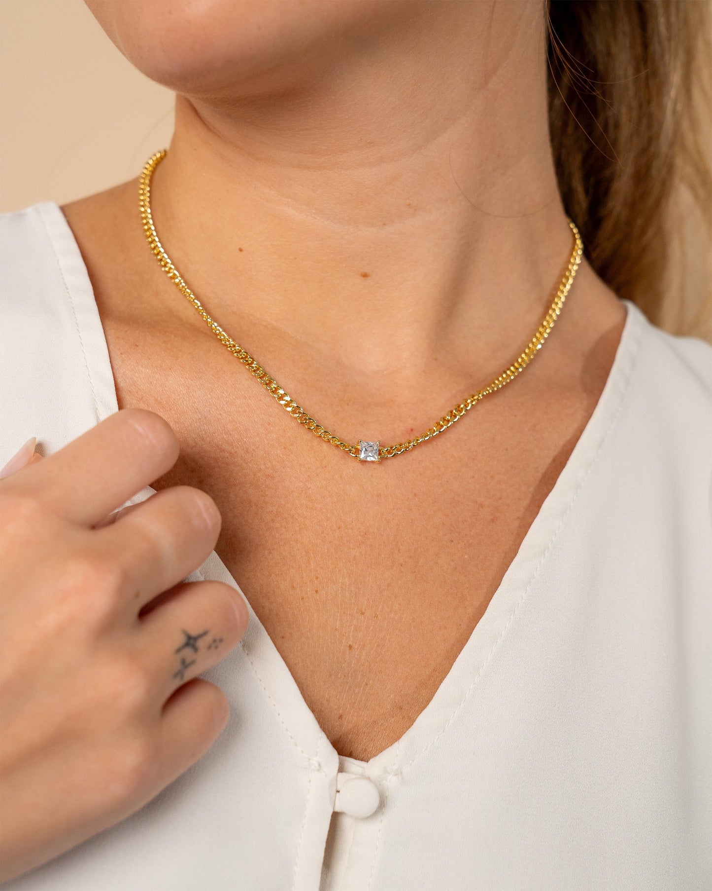 Curb Chain Necklace with Stationed CZ Necklace Sterling Forever