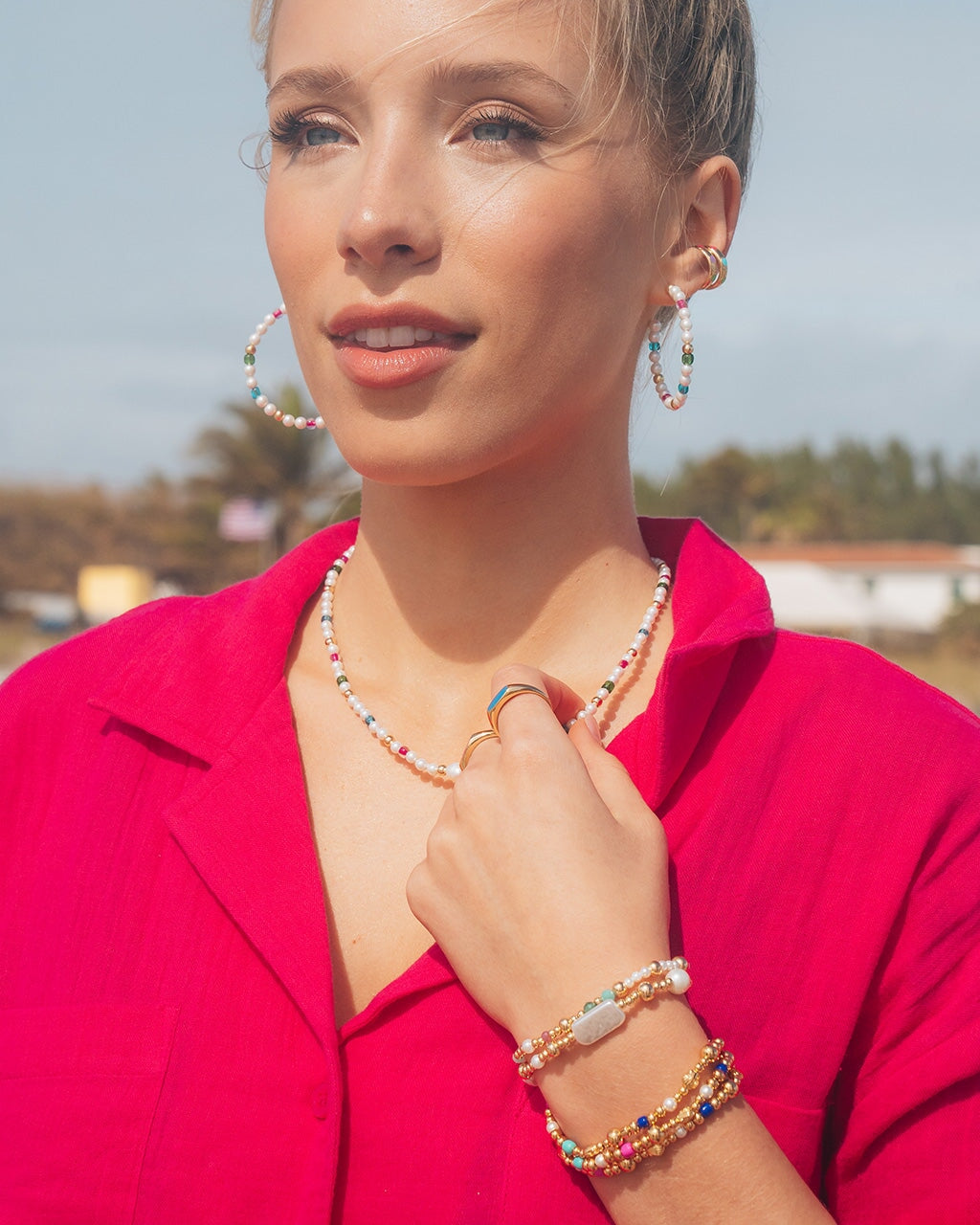 Polly Pearl Beaded Choker Necklace Necklace Sterling Forever 