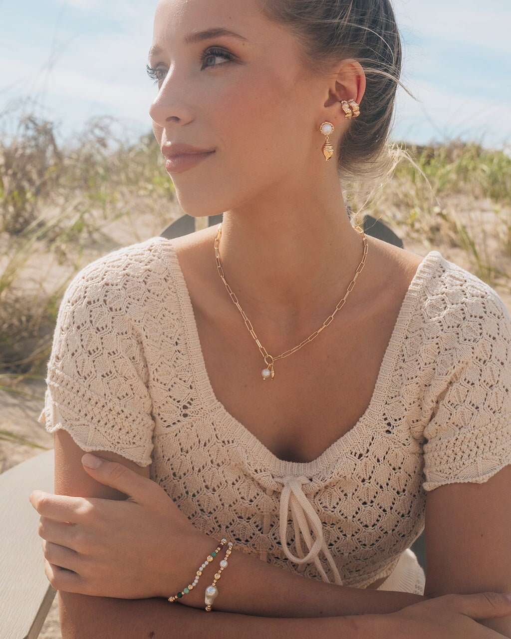 Beverly Pearl & Shell Charm Necklace Necklace Sterling Forever 