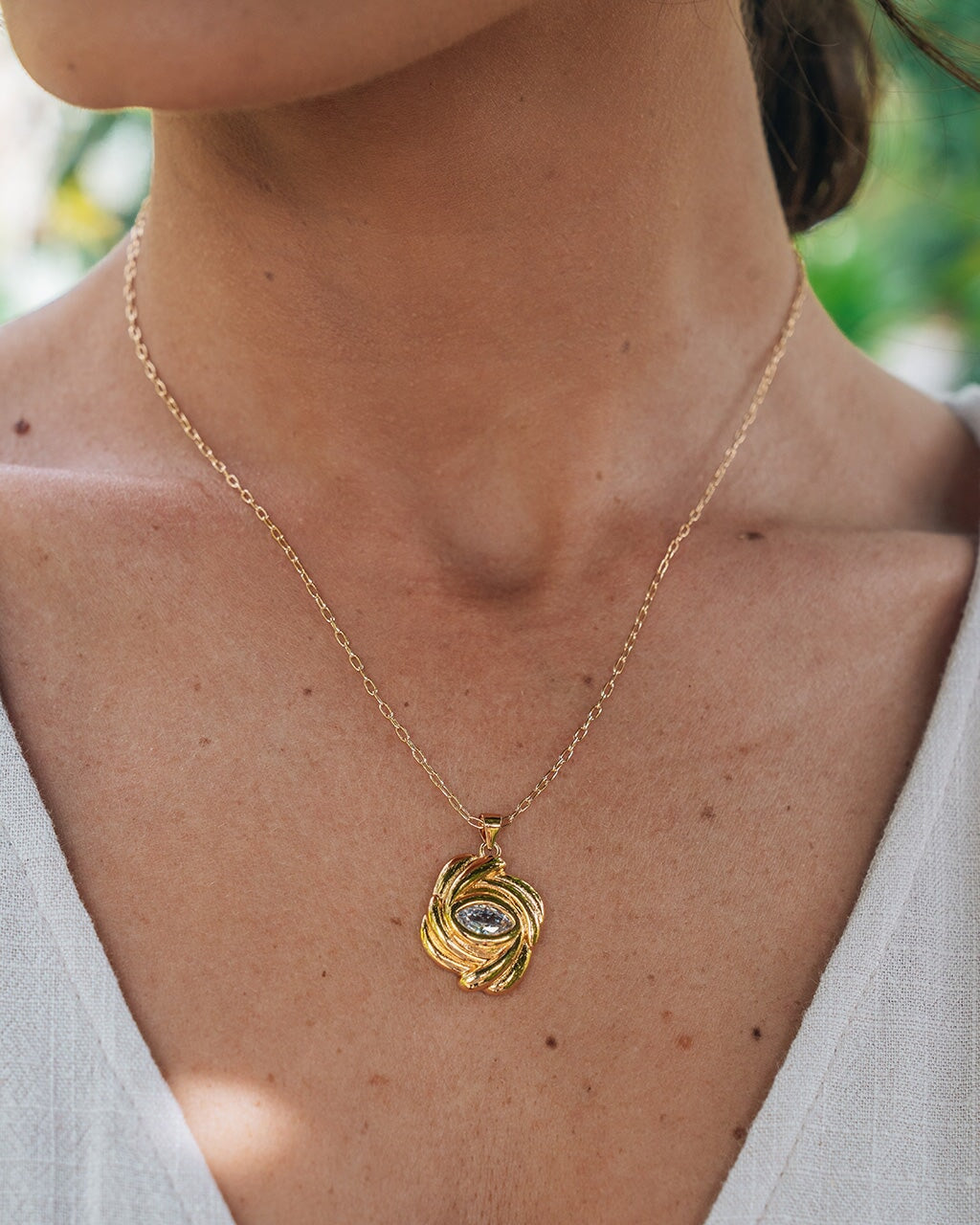 Mireille CZ Textured Pendant Necklace Necklace Sterling Forever