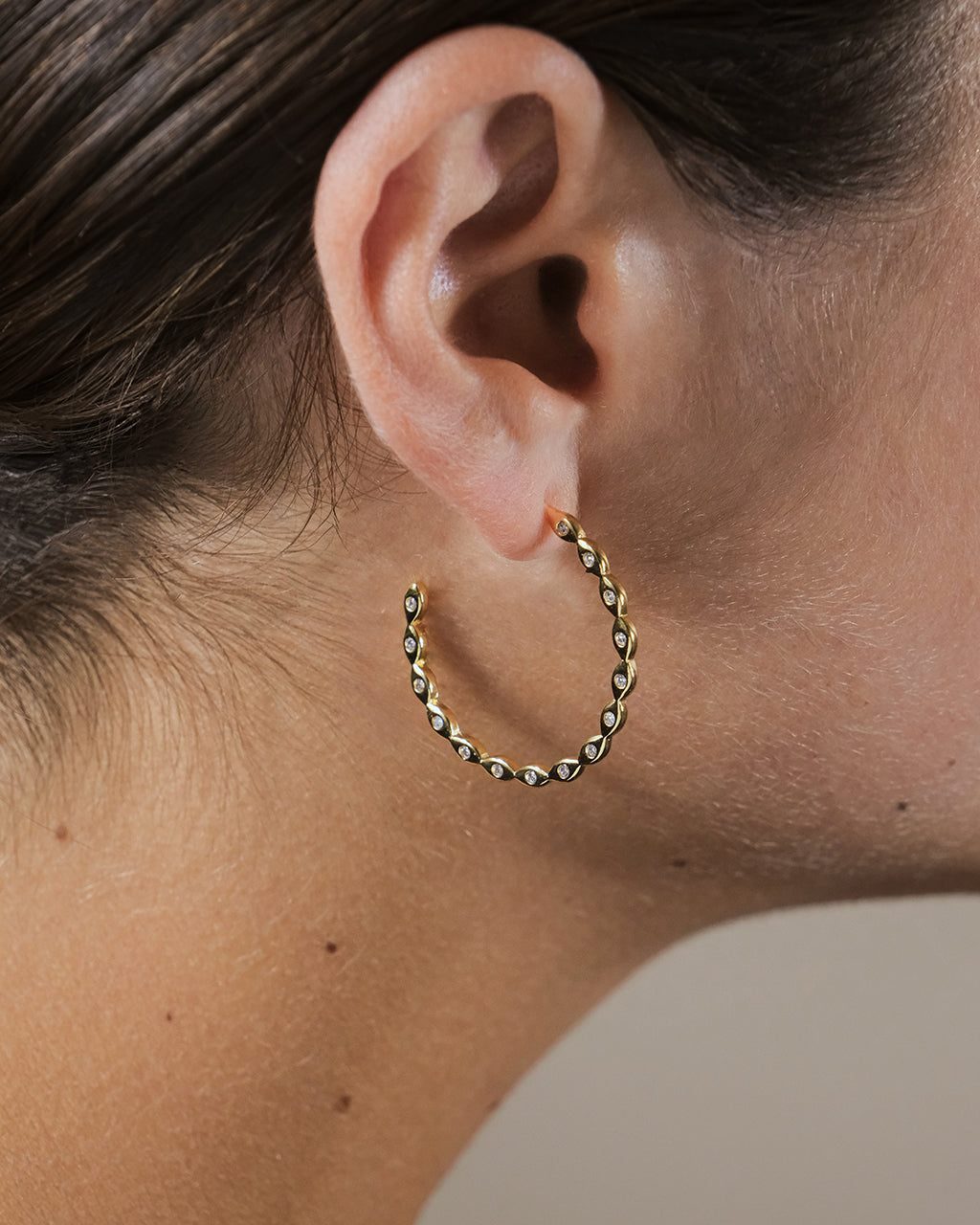 Ezell CZ Studded Hoop Earrings