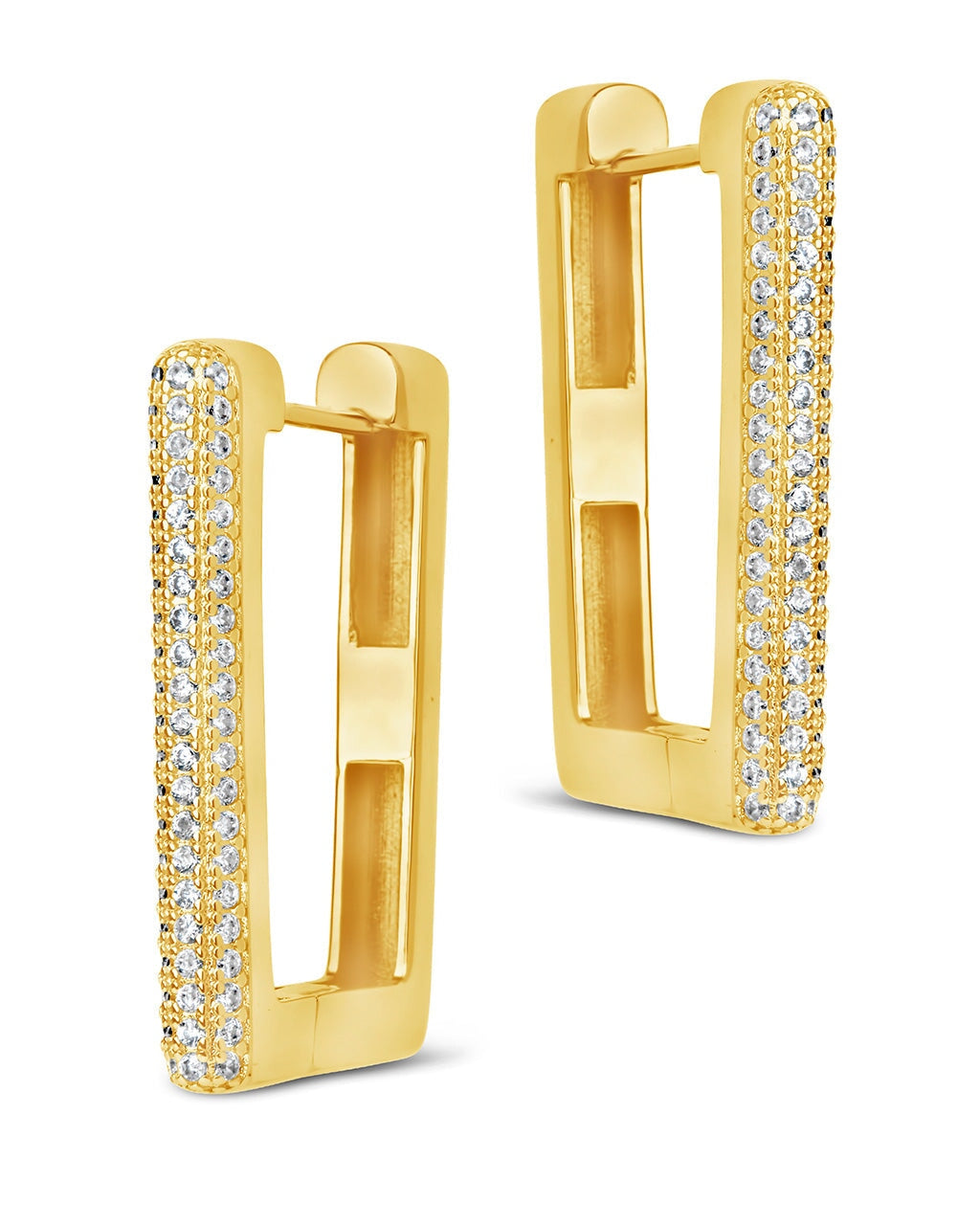 Peyton CZ Rectangle Hoops Earring Sterling Forever