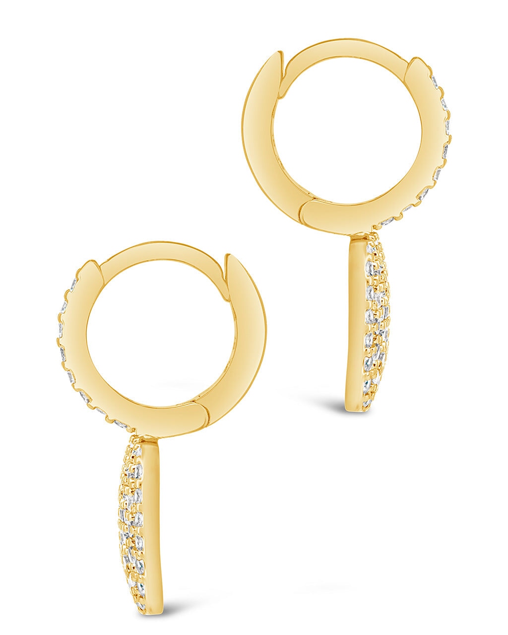 CZ Tag Micro Hoops Earring Sterling Forever