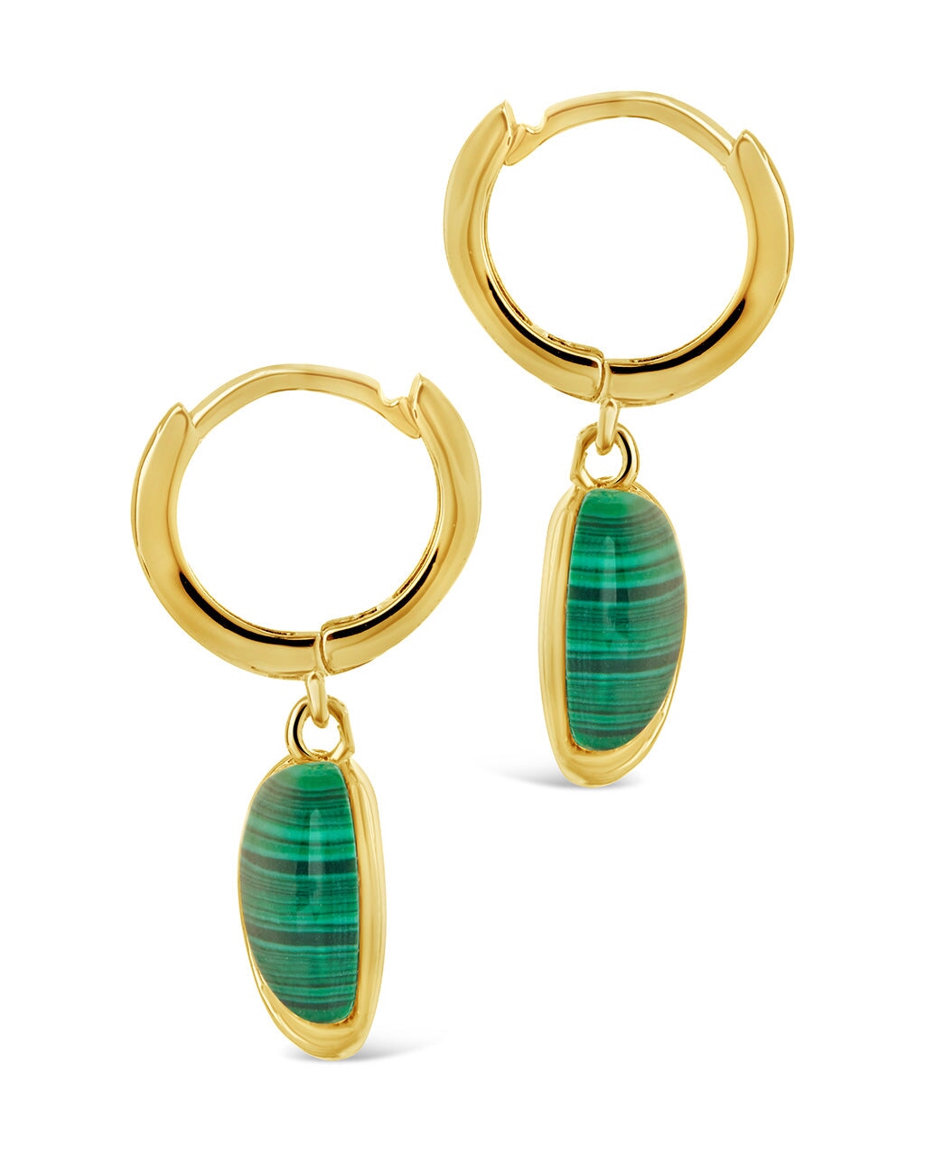 Malachite & CZ Heart Charm Hoops Earring Sterling Forever