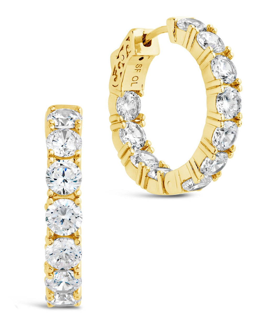Valerie CZ Hoops Earring Sterling Forever Gold 