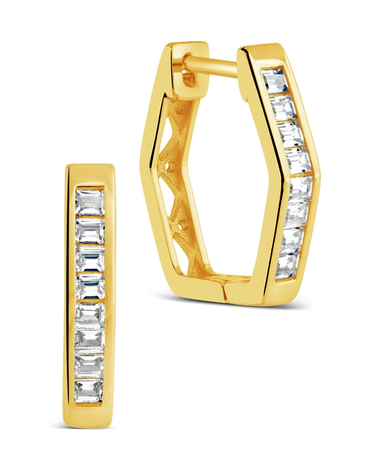 Dani CZ Geometric Micro Hoop Earrings