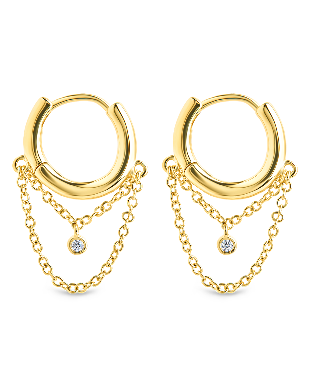 Kathleen CZ Chain Drop Hoop Earrings