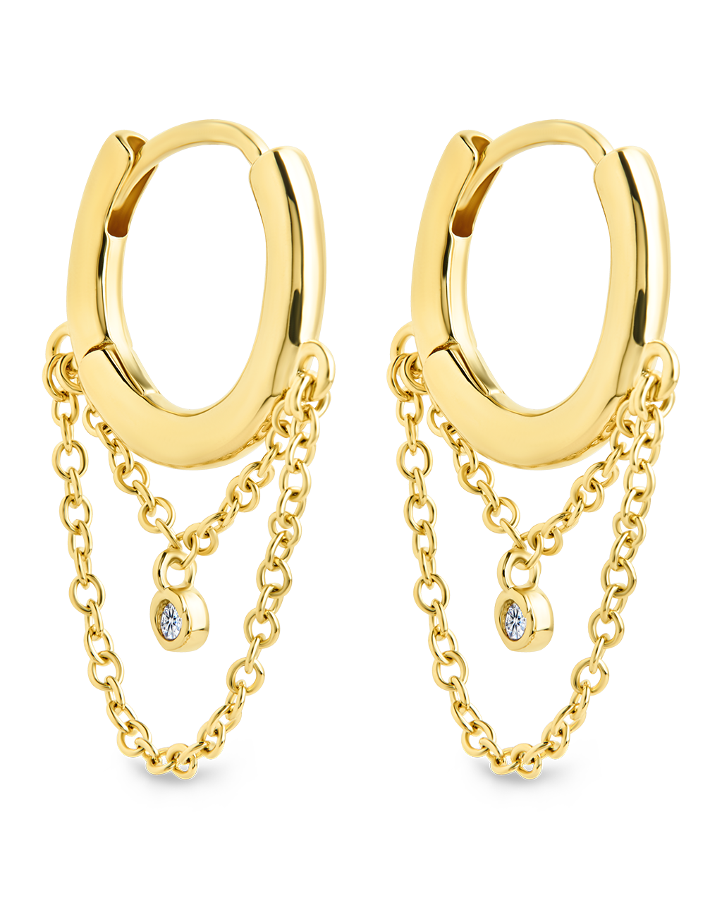 Kathleen CZ Chain Drop Hoop Earrings