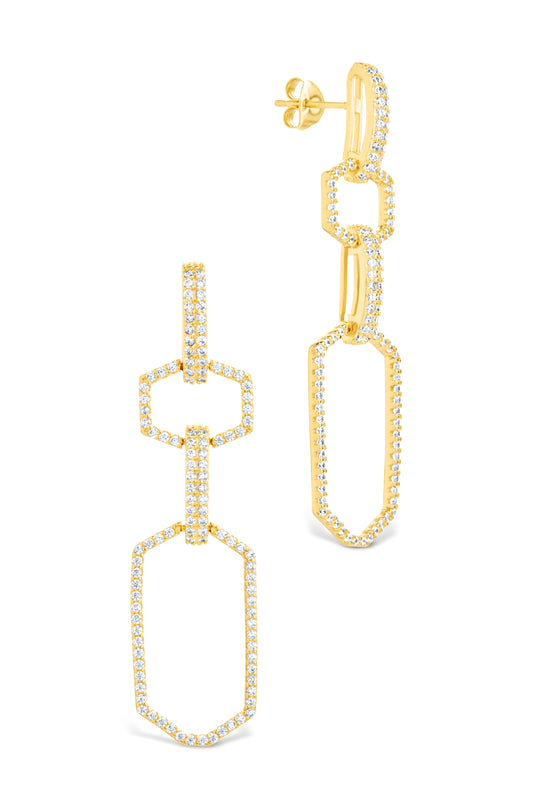 Harlene CZ Chain Link Drop Stud Earrings