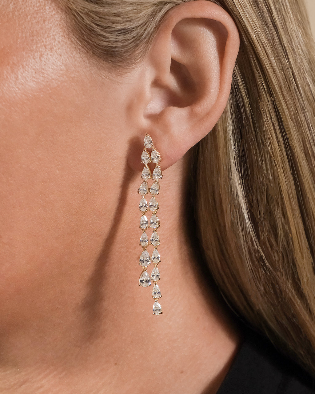Jane CZ Layered Drop Stud Earrings