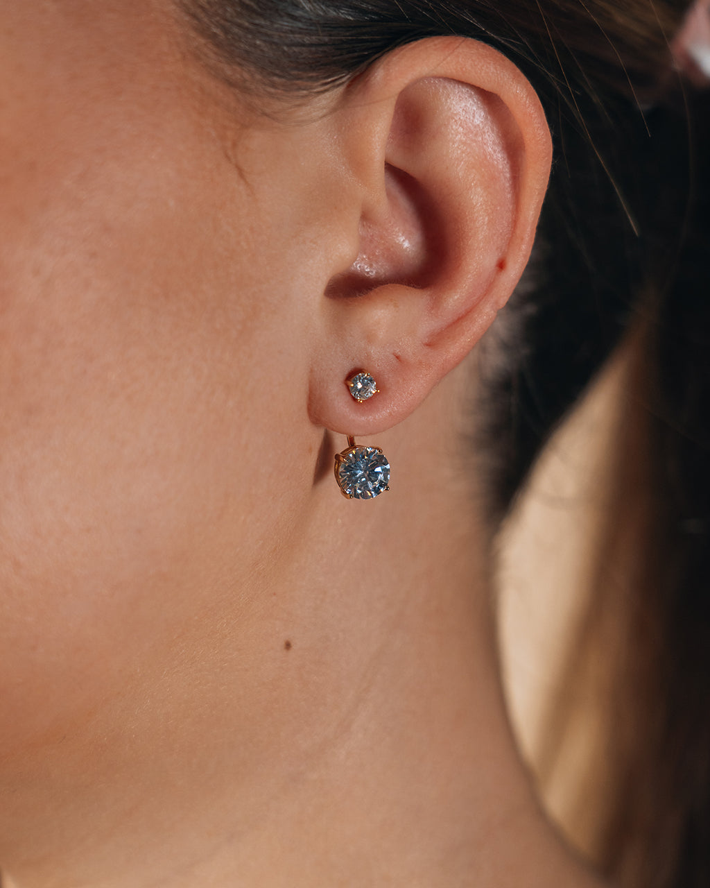 Sterling Silver Brilliant CZ Stud Jacket Earrings