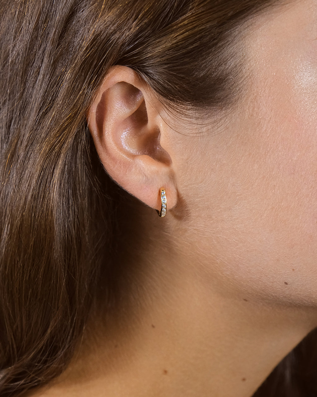 Sterling Silver CZ Micro Hoop Earrings