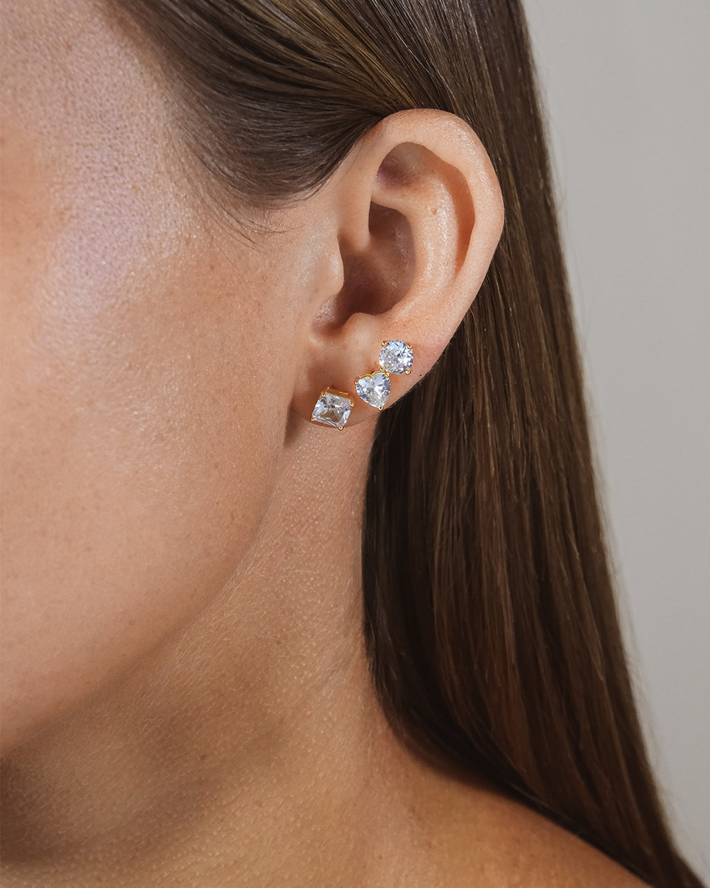 Sterling Silver Statement CZ Stud Set of 3