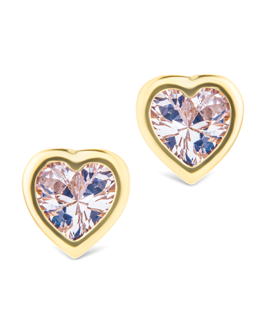 Sterling Silver 2mm Heart CZ Stud Earrings