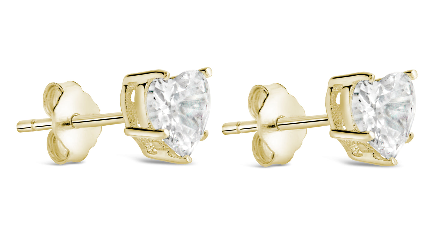 Sterling Silver 5mm Heart CZ Stud Earrings