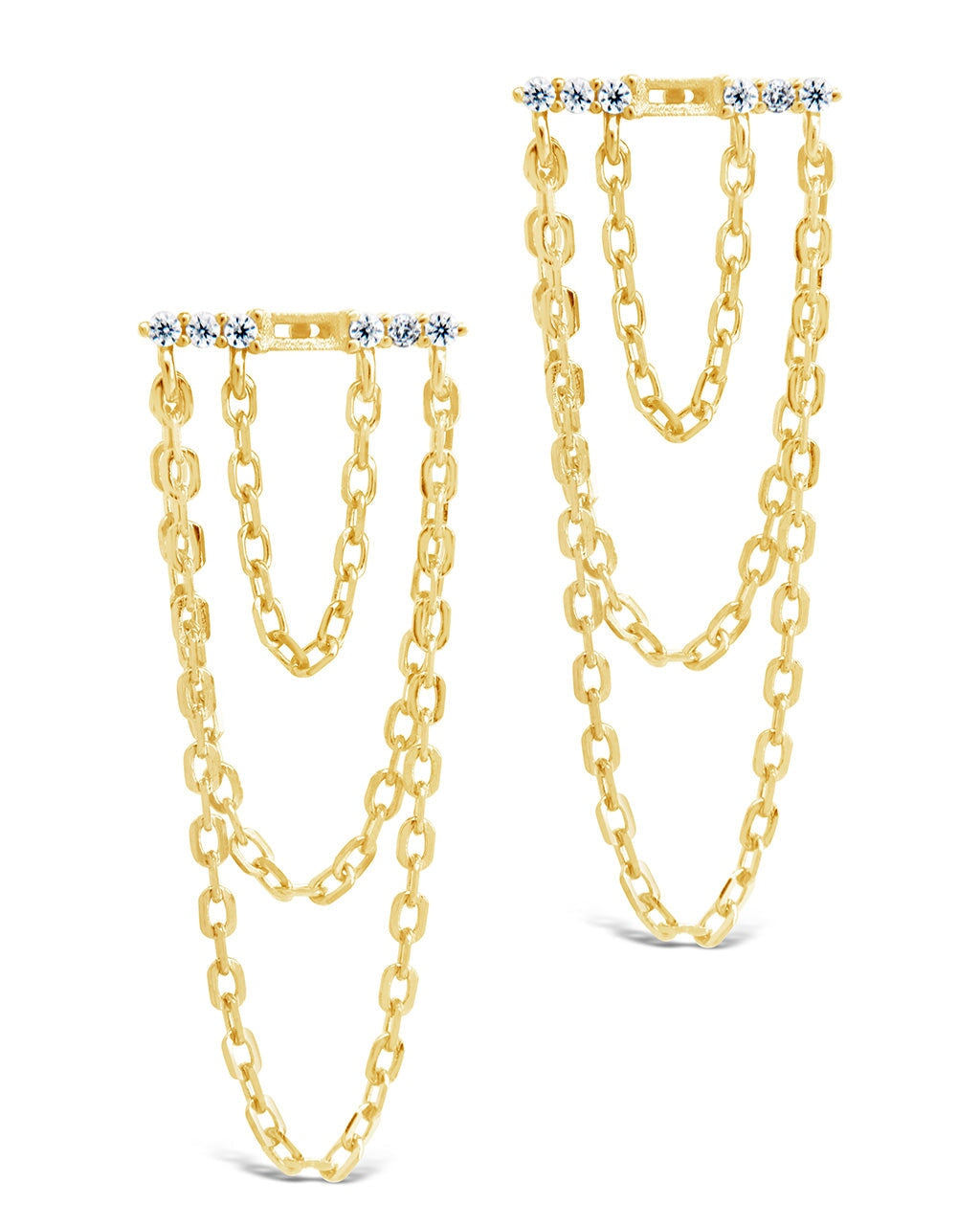 Phoebe CZ Chain Drop Studs Earring Sterling Forever