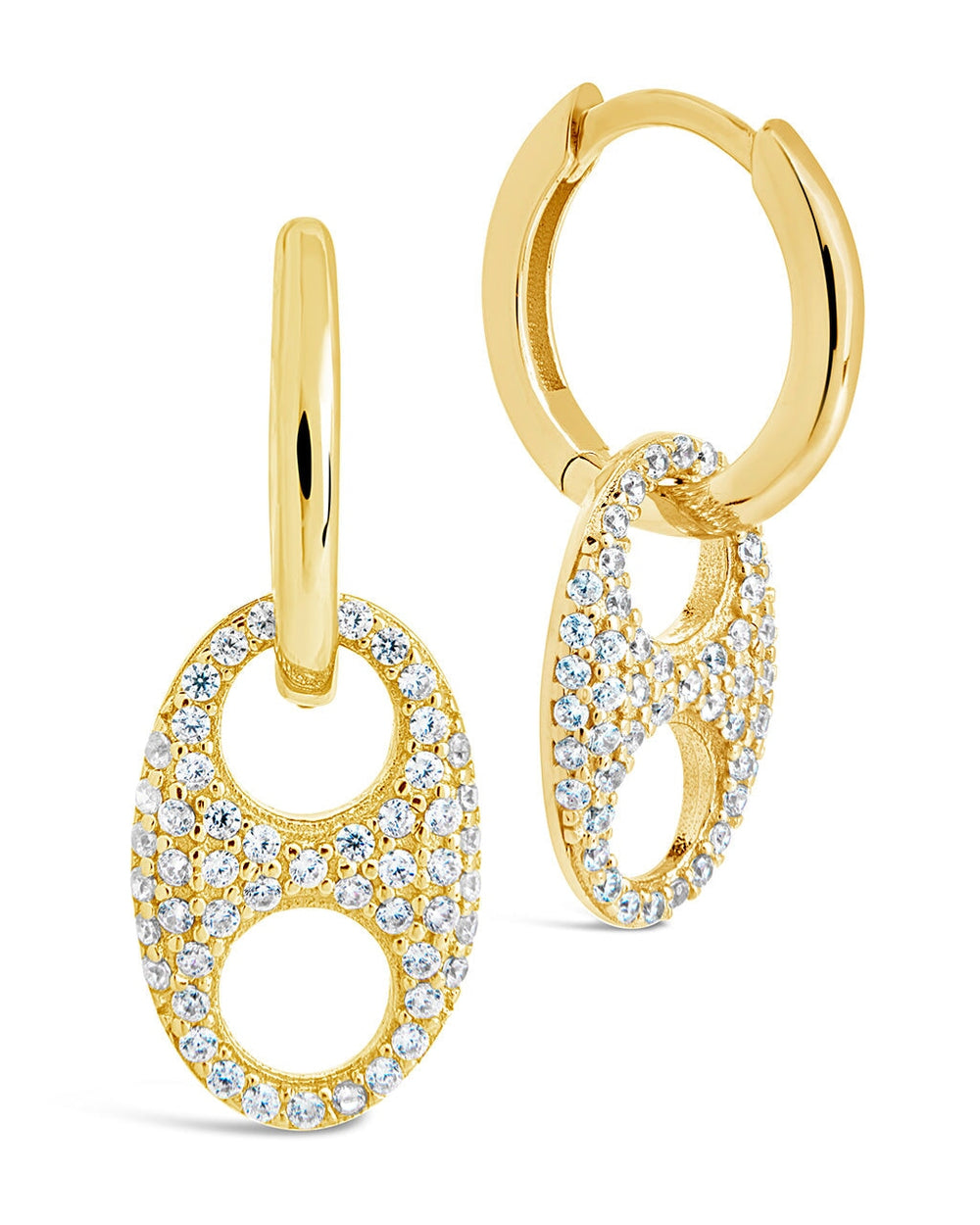 Avery CZ Charm Hoops Earring Sterling Forever Gold 