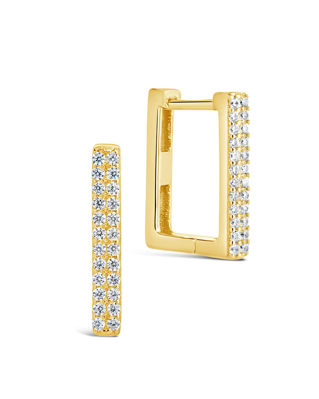 Sterling Silver CZ Rectangular Hoops Earring Sterling Forever Gold