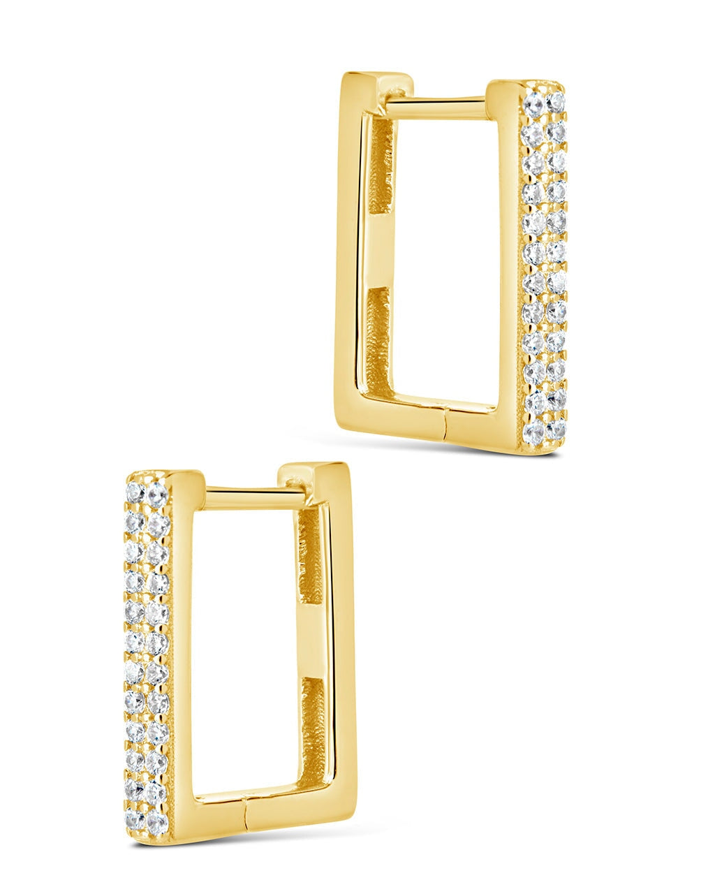 Sterling Silver CZ Rectangular Hoops Earring Sterling Forever