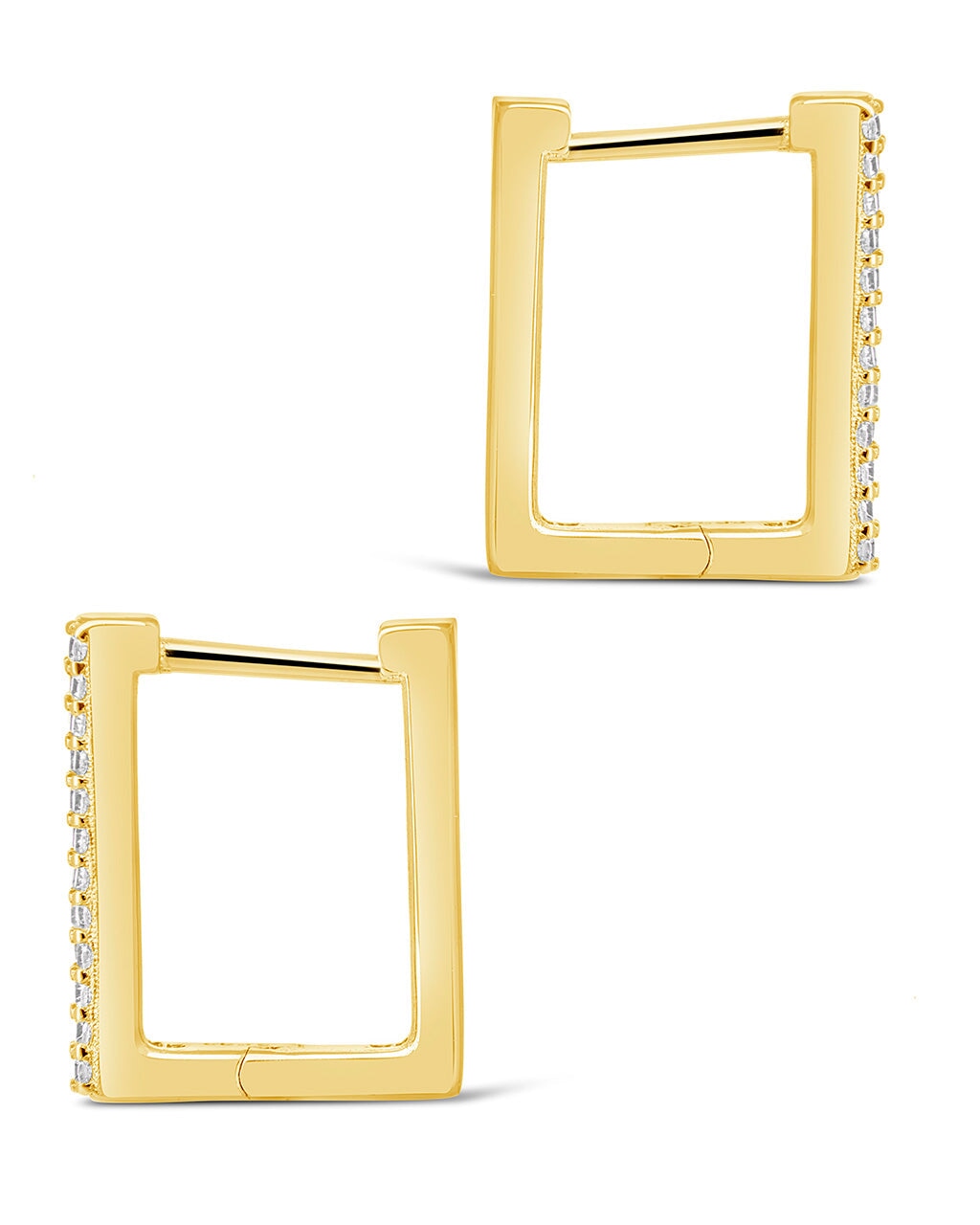 Sterling Silver CZ Rectangular Hoops Earring Sterling Forever
