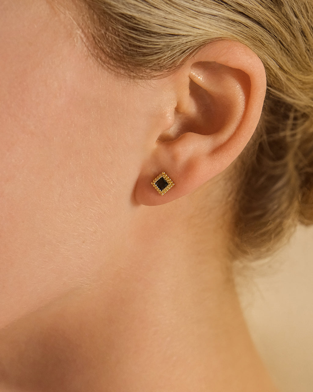 Sterling Silver Square Emerald CZ Diana Stud Earrings