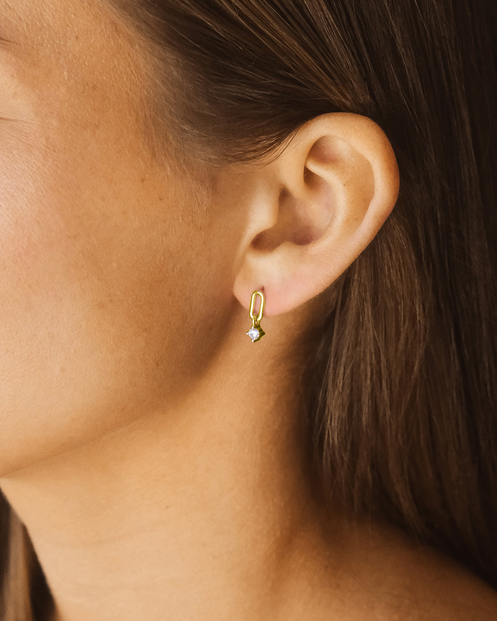 Sterling Silver Mandy CZ Oval Drop Stud Earrings