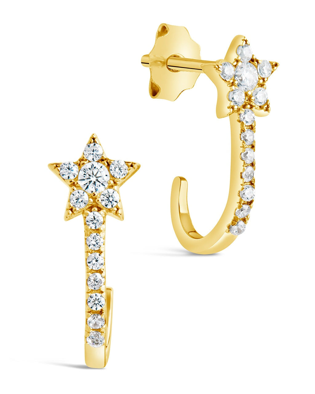 Sterling Silver CZ Star Jacket Earrings Earring Sterling Forever Gold