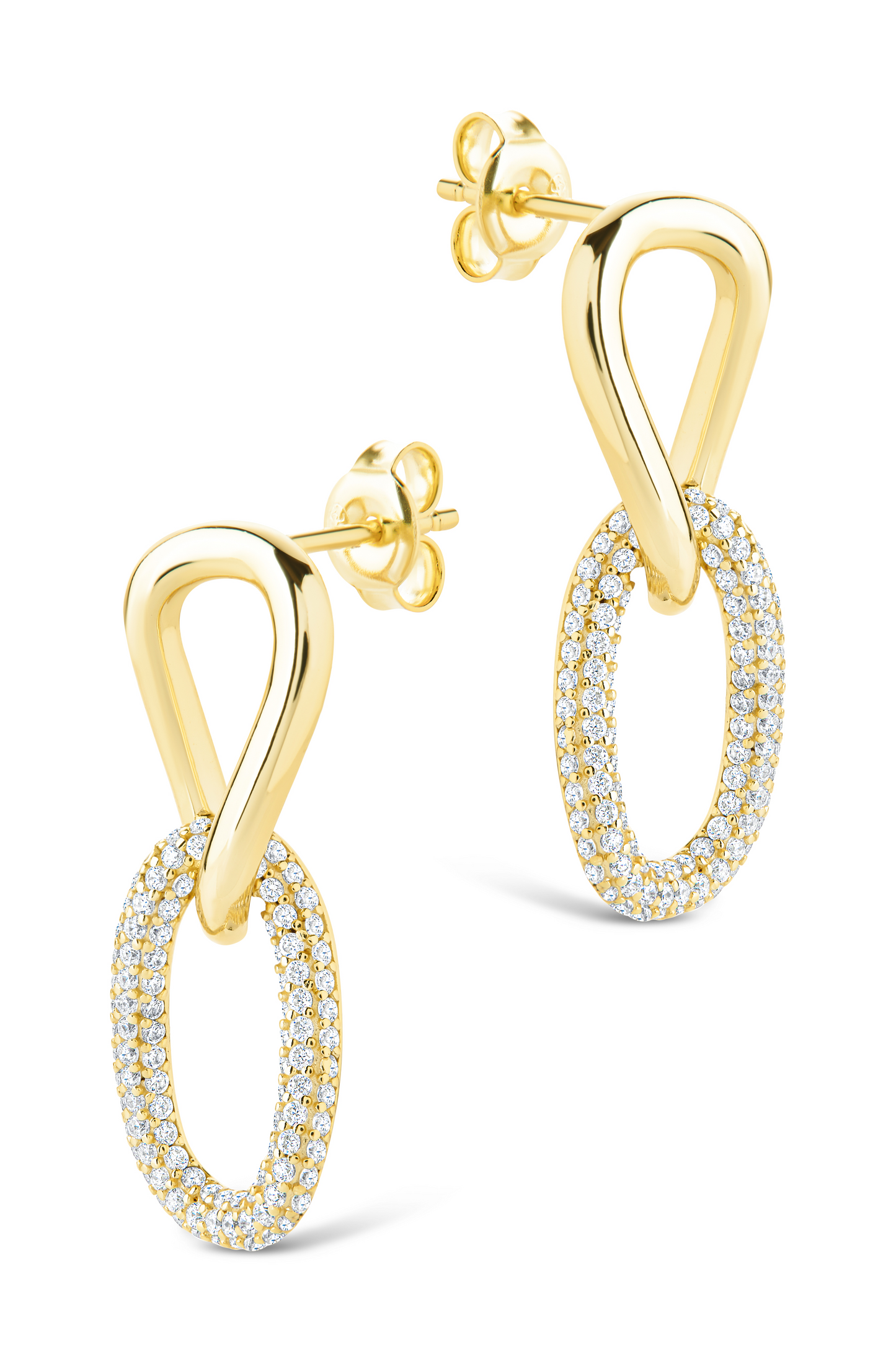 Sterling Silver Taissa CZ Chain Link Studs