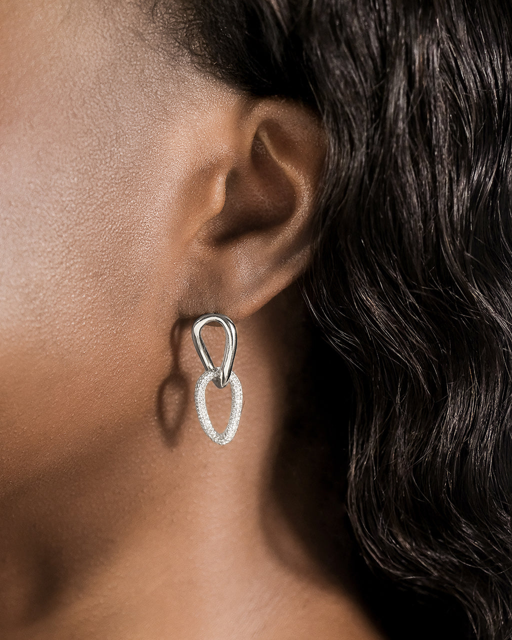 Sterling Silver Taissa CZ Chain Link Studs