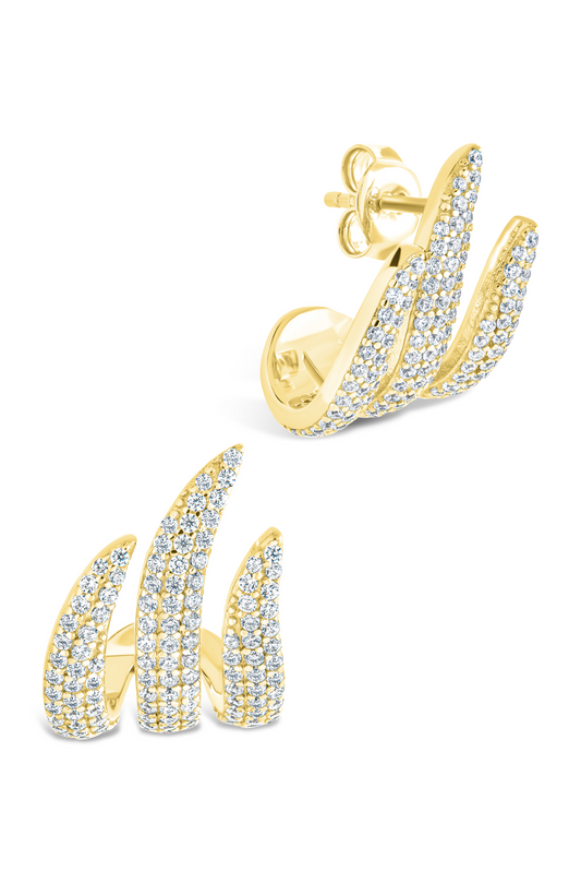 Sterling Silver Parker CZ Claw Huggie Studs