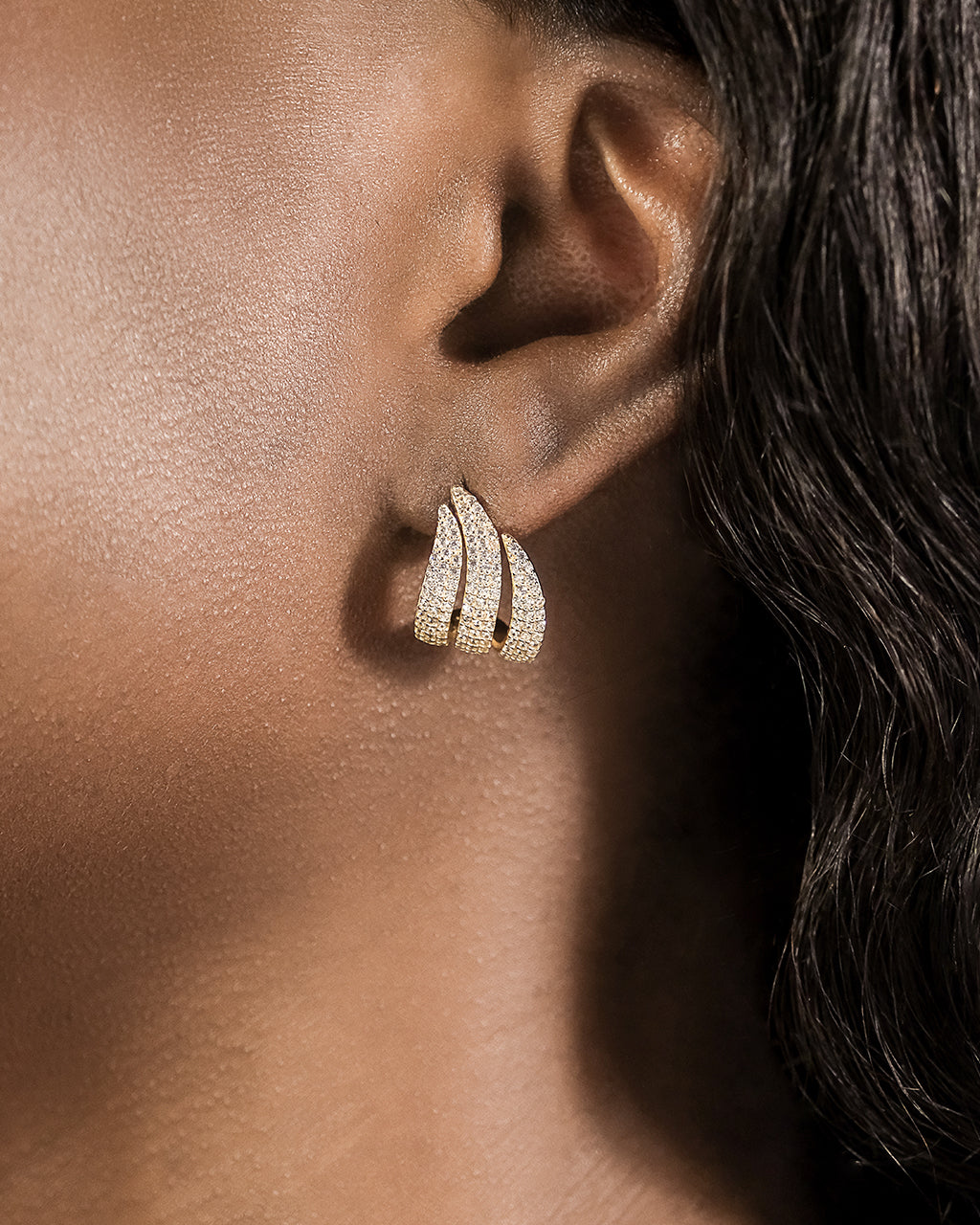 Sterling Silver Parker CZ Claw Huggie Studs