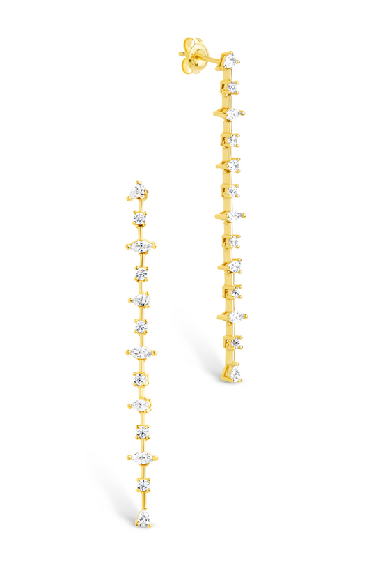 Sterling Silver Chastin Stationed CZ Dangle Stud Earrings