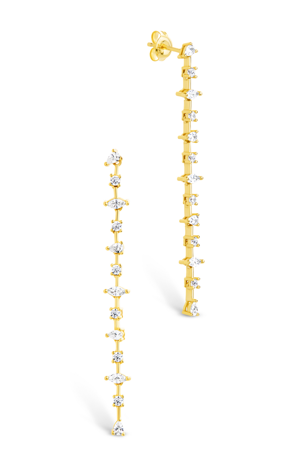 Sterling Silver Chastin Stationed CZ Dangle Stud Earrings