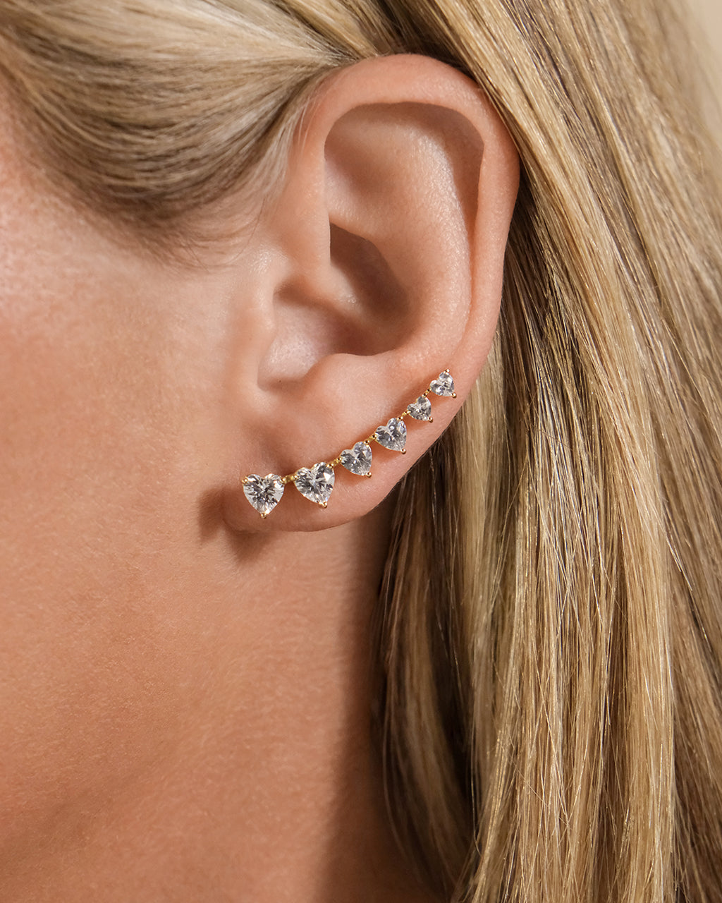 Sterling Silver Jillian CZ Heart Crawler Studs