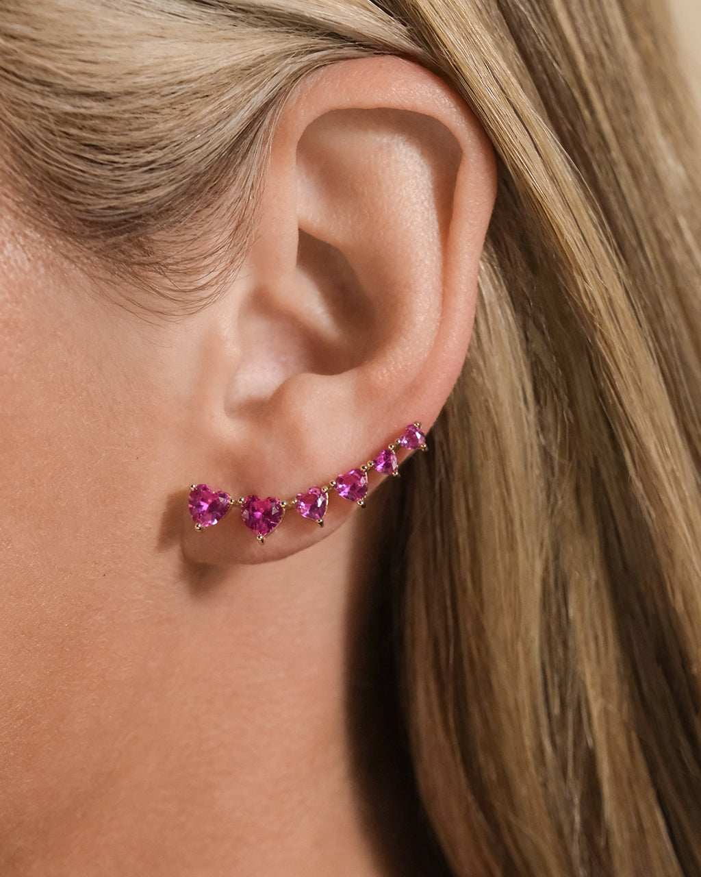 Sterling Silver Jillian CZ Heart Crawler Studs